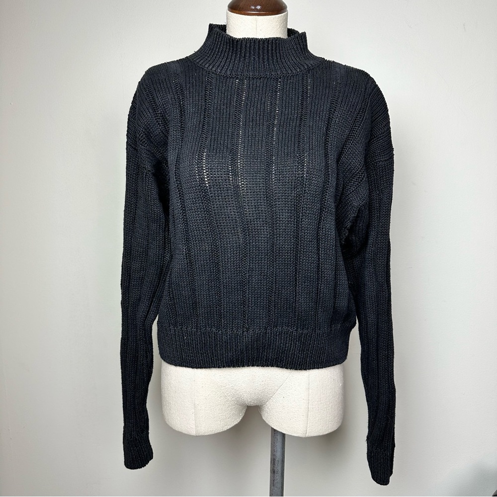 Vintage Mock Turtleneck Ribbed Sweater